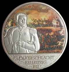 Almanya LEEPZIG SAVAŞI 1813 Proof baskı hatıra Gümüş kaplama mineli Madalyon 30.6g 40MM