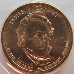 SETTEN ÇIKMA  AMERİKA 2010 D   1 DOLAR  HATRIA Başkanlık 1 $ Bozuk Para - James Buchanan (1857-1861)