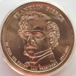 SETTEN ÇIKMA  AMERİKA 2010 D   1 DOLAR  HATRIA Başkanlık 1 $ Bozuk Para - Franklin Pierce (1853-1857)