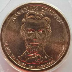 SETTEN ÇIKMA  AMERİKA 2010 D   1 DOLAR  HATRIA Başkanlık 1 $ Bozuk Para - Abraham Lincoln (1861-1865)
