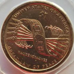 SETTEN ÇIKMA  AMERİKA 2010 D   1 DOLAR  HATRIA Amerikan Yerlileri - Great Law of Peace