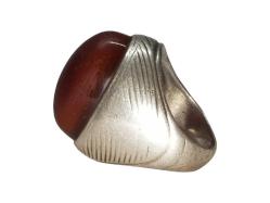 OSMANLI DÖNEMİ TEKKE İŞİ AKİK TAŞLI GÜMÜŞ YÜZÜK