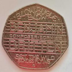 İNGİLTERE 2013  50 PENCE  HATIRA 100. Yıldönümü - Sör Benjamin Britten'in Doğumu