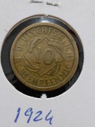 ALMAN İMPARATORLUĞU (REICH) A SERİSİ 1924 BRONZ 10 FENNIG