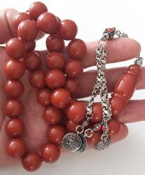 OSMANLI DÖNEMİ OBJEDEN YAPILMA IŞIKTA KAHVERENGİ MUHTEŞEM SIKMA KEHRİBAR TESPİH GÜMÜŞ PÜSKÜLLÜ 1BBB1R1R ÇOK NADİR