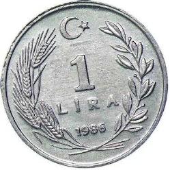 Türkiye Cumhuriyeti  1986 Yılı 1 Lira  6550