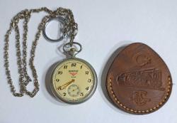 SERKİSOF MARKA T.C.D.D. TRENLİ KURMALI KÖSTEKLİ CEP SAATİ FAAL ÇALIŞIR DURUMDA