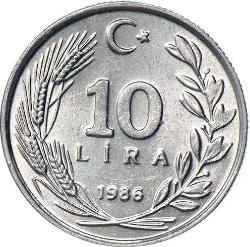 Türkiye Cumhuriyeti  1986 Yılı 10 Lira  (8228)