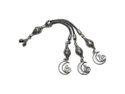 TUĞRA VE HİLAL DESENLİ GÜMÜŞ TESPİH PÜSKÜLÜ