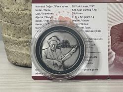 2023 - Aşık Veysel Şatıroğlu Okside Gümüş Hatıra Parası - Darphane sertifikalı - Çil