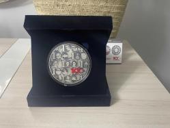 2023 - Türkiye Cumhuriyeti'nin 100.Yılı - Okside Gümüş Hatıra Para - Darphane Sertifikalı - Çil - Lacivert Kadife Kutusunda