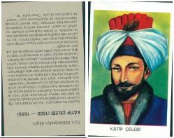 1970-80'ler Türk Büyüklerinden Katip Çelebi Portreli Eğitici Kart