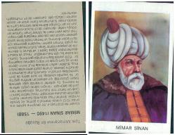 1970-80'ler Türk Büyüklerinden Mimar Sinan Portreli Eğitici Kart