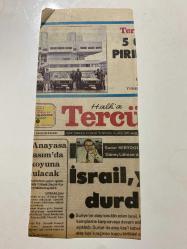TERCÜMAN GAZETESİ KUPÜRÜ 30 x 13 cm ebatında Tek Yaprak 1980LER - TARİHTEN BUGÜNE İLHAN BARDAKÇI KÖŞE YAZISI -Bardakçı-Hans Dietrich Genscher-Emin Rüştü Bey-Gallup Paşa-İsrail hamamında eski tas-En büyük müttefik kim-Bu bizim belgemizdir-Sedat Sertoglu-İsrail durduruldu