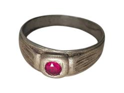 YAKUT TAŞLI ANTİKA GÜMÜŞ YÜZÜK