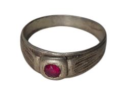 YAKUT TAŞLI ANTİKA GÜMÜŞ YÜZÜK