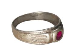 YAKUT TAŞLI ANTİKA GÜMÜŞ YÜZÜK