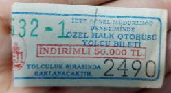 İETT ÖZEL HALK OTOBÜS BİLETİ 50.000 TL