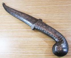 EsKi DAMASCUS ŞaM İŞİ KOFGARİ öZeL HANÇER-KAMA....32cm