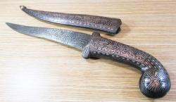 EsKi DAMASCUS ŞaM İŞİ KOFGARİ öZeL HANÇER-KAMA....32cm