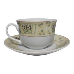 Vintage Çiçek ve Kelebek Desenli Çay Fincanı