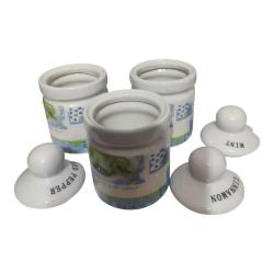 Vintage Seramik Baharatlık Seti - (Nane ,Kırmızı Biber, Tarçın)