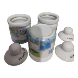 Vintage Seramik Baharatlık Seti - (Nane ,Kırmızı Biber, Tarçın)