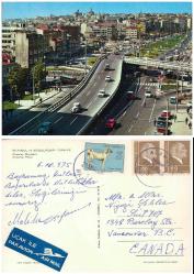 1970'ler İSTANBUL AKSARAY, Kartpostal Kanadaya Gönderilmiş