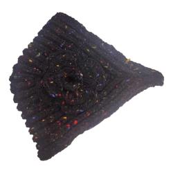 Siyah Bohem Çiçek Detaylı El İşi Örgü Bere-Şapka