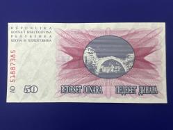 Bosna Hersek 50000 Dinar 1992. Sürşarjlı, Damgalı. Çil.