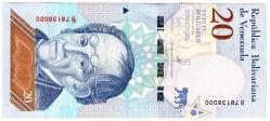 Venezuela 2018 Yılı 20 Bolivar Çil