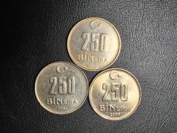 2002-2003-2004 YILLARINA AİT 250 BİN TÜRK LİRASI ÇA  3 ADET   TCM  1948