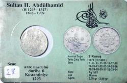 2. Abdülhamid · 2 Kuruş · (1293/28) · Kostantiniye · Gümüş 2.41 gr Özel Kitinde