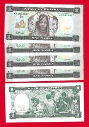 LOT.13 » 5 Adet Eritrea 1 Nakfa 1997 P 1 UNC ÇİL