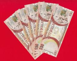 LOT.16 » 5 Adet GUYANA 50 DOLLARS 2016 UNC ÇİL
