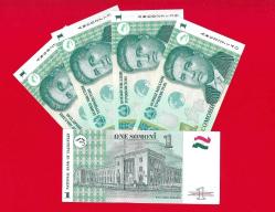 5 Adet TAJIKISTAN NOTE 1 SOMONI 1999 P 14A UNC ÇİL