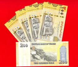 5 Adet Yemen 200 rials 2018 P-38(2) UNC ÇİL