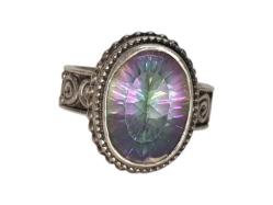 ÖZEL YAPIM MOZANİT TAŞLI GÜMÜŞ YÜZÜK