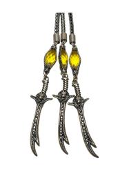 SİTRİN TAŞLI ZÜLFİKAR FORMLU GÜMÜŞ TESPİH PÜSKÜLÜ