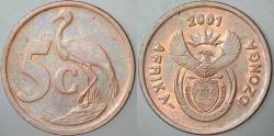 GÜNEY AFRİKA CUMHURİYETİ 5 CENT 2001.
