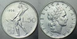 İTALYA 50 LİRET 1954 ROMA TANRISI VULCANUS TEMALI.