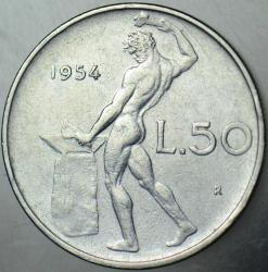 İTALYA 50 LİRET 1954 ROMA TANRISI VULCANUS TEMALI.