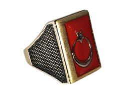 AY YILDIZ BAYRAKLI GÜMÜŞ YÜZÜK