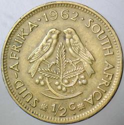 GÜNEY AFRİKA CUMHURİYETİ 1/2 CENT 1962 SERÇE TEMALI. AZ ÇIKAR.
