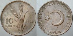 TÜRKİYE CUMHURİYETİ 10 KURUŞ 1964.