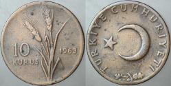 TÜRKİYE CUMHURİYETİ 10 KURUŞ 1963.