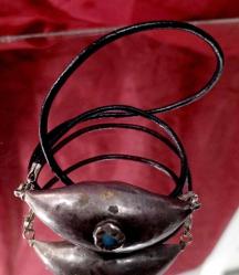 KEŞKÜL-Ü FUKARA GÜMÜŞ KOLYE  DERİ İP'Lİ UZUNLUK 25 CM