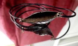 KEŞKÜL-Ü FUKARA GÜMÜŞ KOLYE  DERİ İP'Lİ UZUNLUK 25 CM