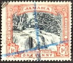 +++  JAMAICA LLANDOVERY ŞELALESİ      1901      1D   - DAMGALI