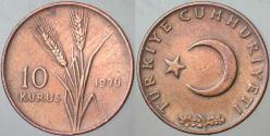 TÜRKİYE CUMHURİYETİ 10 KURUŞ 1970.